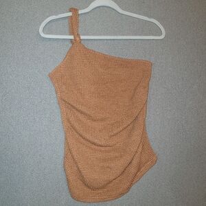 SHEIN Size Medium Textured Tan Swim Tank Top